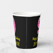 Gobelets En Papier Fun Pink Stripes "9" : Joyeux 9e anniversaire + No (Droite)
