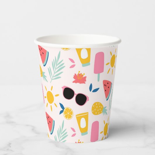 Gobelets En Papier Fun Pool d'été (Verso)