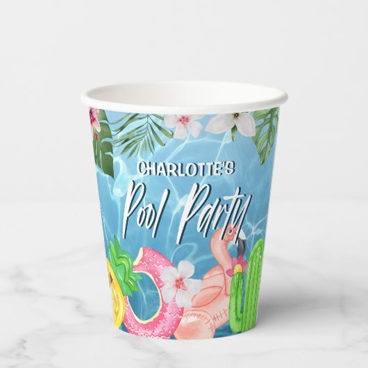 Gobelets En Papier Fun Pool Party d'été Anniversaire (Verso)