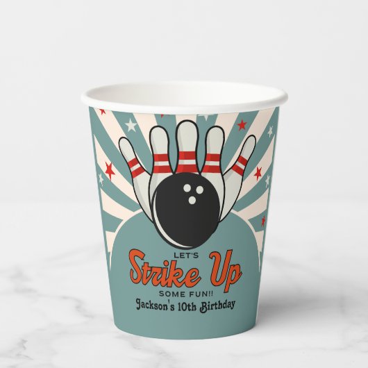 Gobelets En Papier Fun Retro Bowling Birthday Kids Party (Verso)