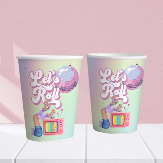 Gobelets En Papier Fun Roll Fun Retro Roller Skating Girls Anniversai