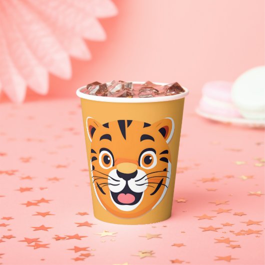 Gobelets En Papier Fun tiger Visage safari jungle sauvage Anniversair (Insitu)