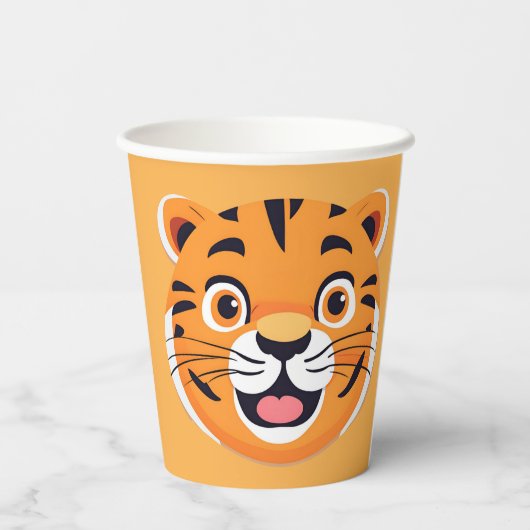 Gobelets En Papier Fun tiger Visage safari jungle sauvage Anniversair (Verso)