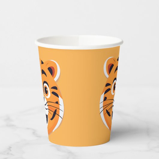 Gobelets En Papier Fun tiger Visage safari jungle sauvage Anniversair (Gauche)