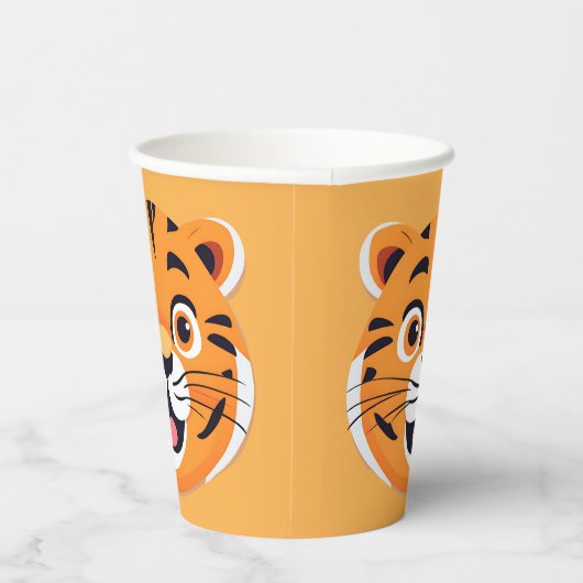 Gobelets En Papier Fun tiger Visage safari jungle sauvage Anniversair (Droite)