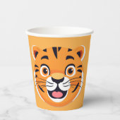 Gobelets En Papier Fun tiger Visage safari jungle sauvage Anniversair (Recto)