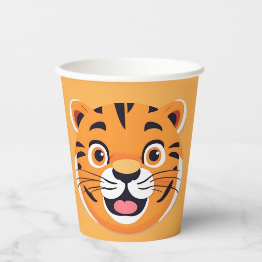 Gobelets En Papier Fun tiger Visage safari jungle sauvage Anniversair (Recto)