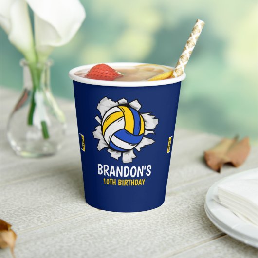 Gobelets En Papier Fun Volleyball Boy Birthday (Insitu)