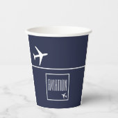 Gobelets En Papier Funky White Plane Avion Pilote (Recto)