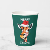 Gobelets En Papier Funny Animaux Safari Giraffe Père Noël Fête de Noë (Verso)