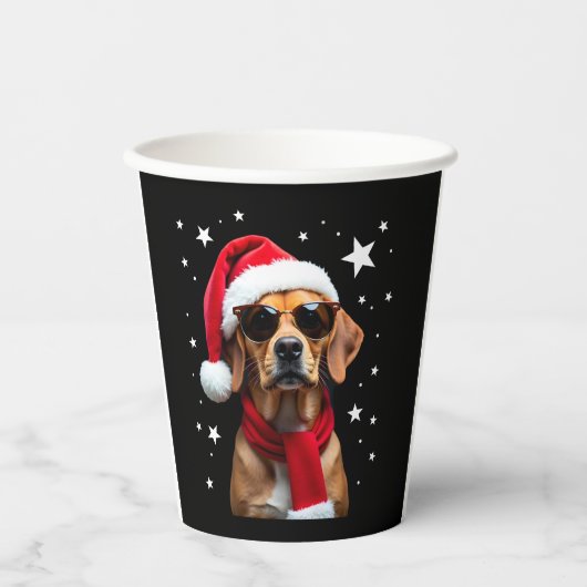 Gobelets En Papier Funny Boxer Dog Christmas Lights Xmas Outfit Pajam (Recto)