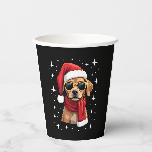 Gobelets En Papier Funny Boxer Dog Christmas Lights Xmas Outfit Pajam (Recto)