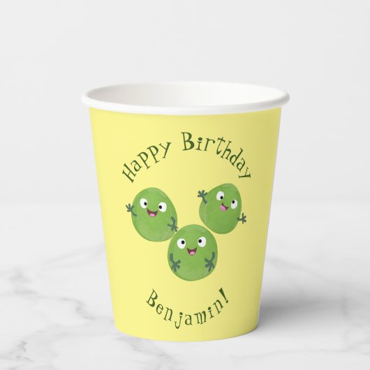 Gobelets En Papier Funny Brussels sprouts légumes caricature (Verso)