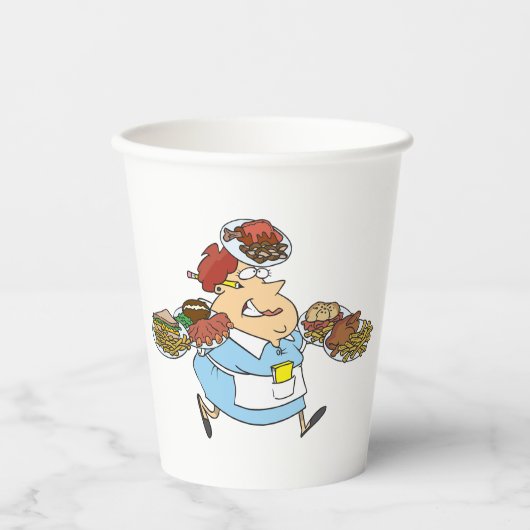 Gobelets En Papier Funny Busy Waitress Overworked Server (Recto)