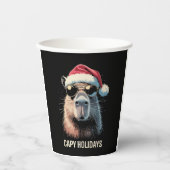 Gobelets En Papier Funny Christmas Capy Holidays Xmas Capybara  (Recto)