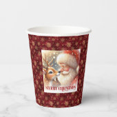 Gobelets En Papier Funny Christmas Cups with Santa Claus and Rudolph (Verso)