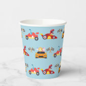 Gobelets En Papier Funny Dinosaur voiture de course garçon anniversai (Gauche)