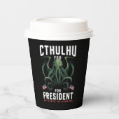 Gobelets En Papier Funny Elections 2024 Cthulhu pour le président (Recto)