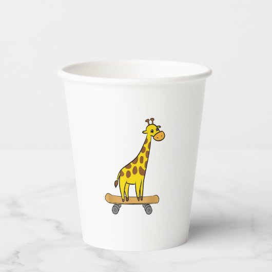 Gobelets En Papier Funny Giraffe Lover Giraffe Skateboard (Recto)