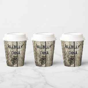 Gobelets En Papier Funny Hillbilly Chine Faux Knotty Pine Rustique