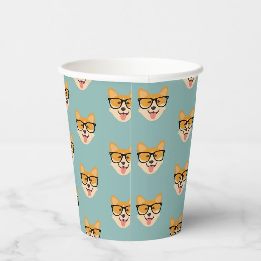 Gobelets En Papier Funny Hipster Corgi Motif (Droite)