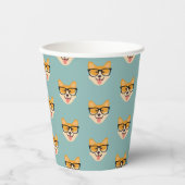 Gobelets En Papier Funny Hipster Corgi Motif (Recto)