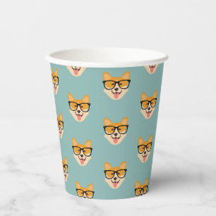 Gobelets En Papier Funny Hipster Corgi Motif