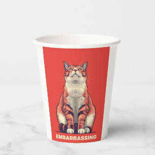 Gobelets En Papier Funny Judging Cat Embarrassing Retro Poster Art