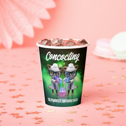 Gobelets En Papier Funny Mad Chat Scientists Purrfect Anniversaire (Insitu)