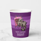 Gobelets En Papier Funny Raccoon Joyeux Anniversaire Ajouter Votre No (Verso)
