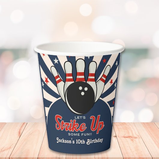 Gobelets En Papier Funny Retro Bowling Birthday Party for Kids