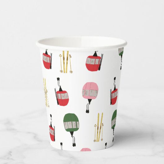 Gobelets En Papier Funny Retro Ski Ascenseur Gondola Ski d'hiver Skie (Gauche)