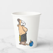Gobelets En Papier Funny Sad Bowler caractère avec Bowling Ball (Recto)