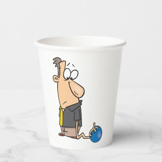 Gobelets En Papier Funny Sad Bowler caractère avec Bowling Ball (Recto)