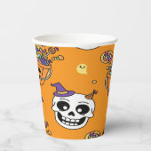 Gobelets En Papier Funny Skeleton And Candy For Halloween (Recto)