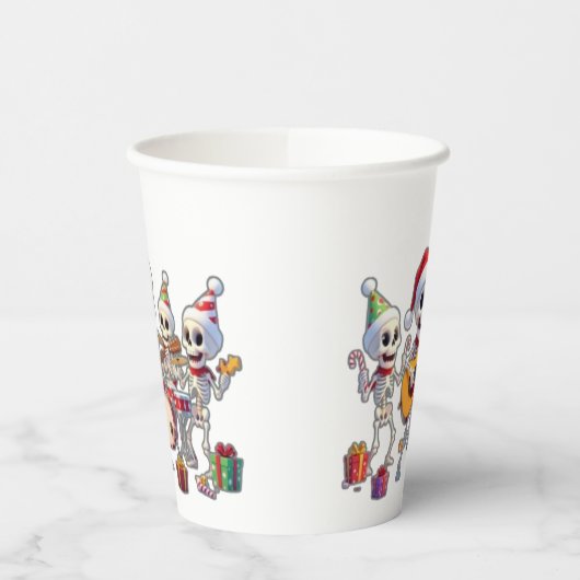 Gobelets En Papier Funny Skeleton Band Christmas & New Year – 3D Cart (Gauche)