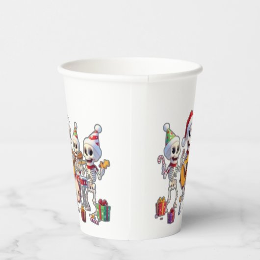 Gobelets En Papier Funny Skeleton Band Christmas & New Year – 3D Cart (Droite)