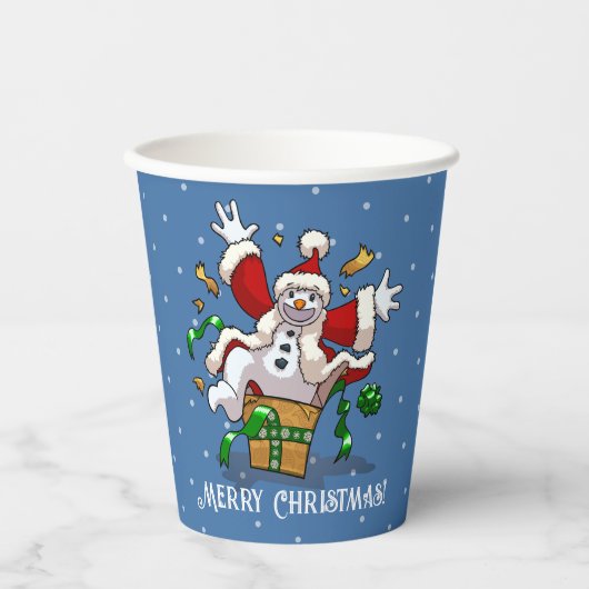 Gobelets En Papier Funny Snowman Merry Christmas Surprise Cartoon (Recto)