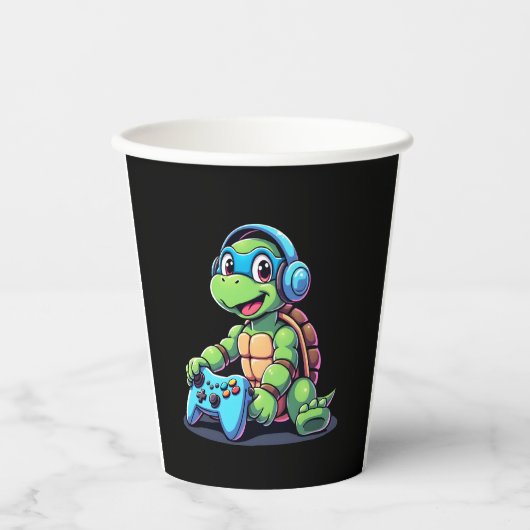Gobelets En Papier Funny Turtle Gamer Gaming Turtles Video Game (2) (Recto)