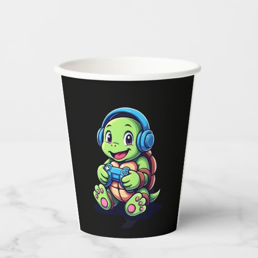 Gobelets En Papier Funny Turtle Gamer Gaming Turtles Video Game (3) (Recto)