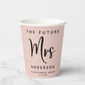 Gobelets En Papier Futur Mme Blush Fête des mariées rose (Verso)