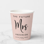 Gobelets En Papier Futur Mme Blush Fête des mariées rose (Recto)