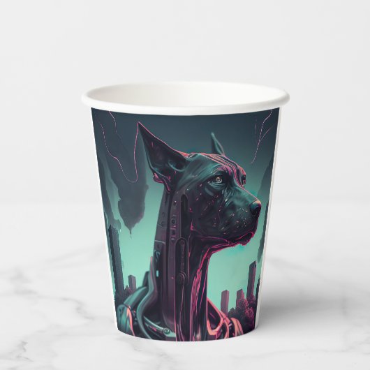 Gobelets En Papier Futuriste Grande Danse Le compagnon robotique (Verso)