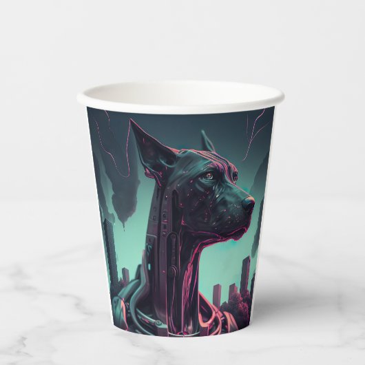 Gobelets En Papier Futuriste Grande Danse Le compagnon robotique (Recto)