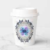 Gobelets En Papier Futuristic Crystal Mandala – Geometric Tech Art (Recto)