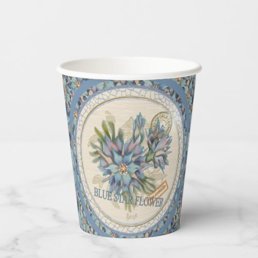 Gobelets En Papier G Bureau de création Fleur bleue (Verso)