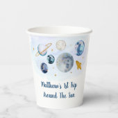Gobelets En Papier Galaxy Planets Space Blue Gold Anniversaire (Verso)