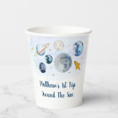 Gobelets En Papier  Galaxy Planets Space Blue Gold Anniversaire (Recto)