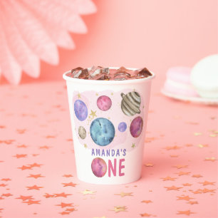 Gobelets En Papier Galaxy Space Girl Fête d'anniversaire