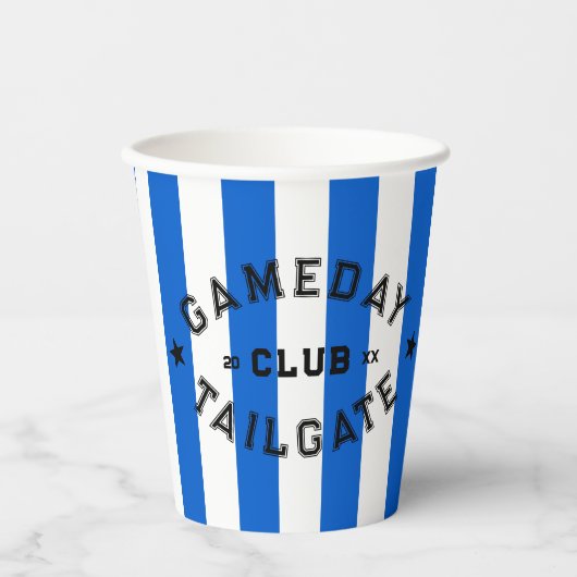 Gobelets En Papier Gameday Tailgate Club Blue Stripe Custom Party (Recto)